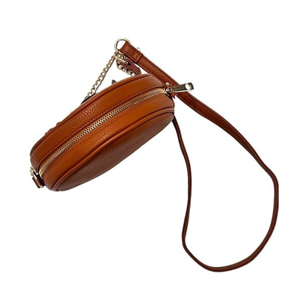 Olivia Miller Embroidered Patches Crossbody Bag Round Brown Floral Butterfly - Picture 6 of 12